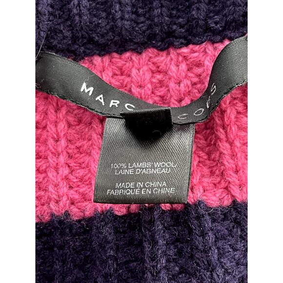 Marc Jacobs Sz S Stripe Cardigan Pink Wool Vintage Preppy Geek Chic Y2K Whimsy - Picture 14 of 15